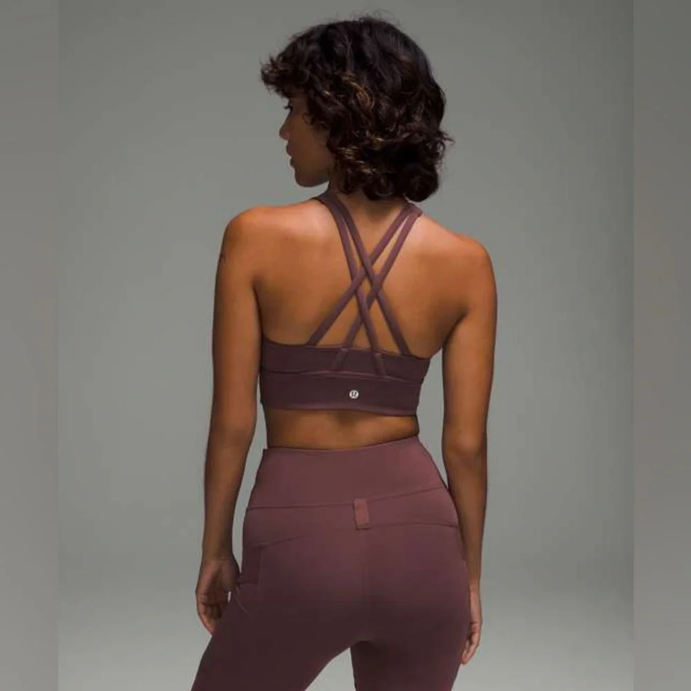 LULULEMON Energy Bra High Neck Longline Tough Dark Oxide Sports Bra Size 4